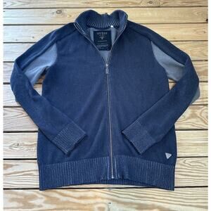 Guess Full Zip Cardigan Sweater Size Medium Men’s Navy